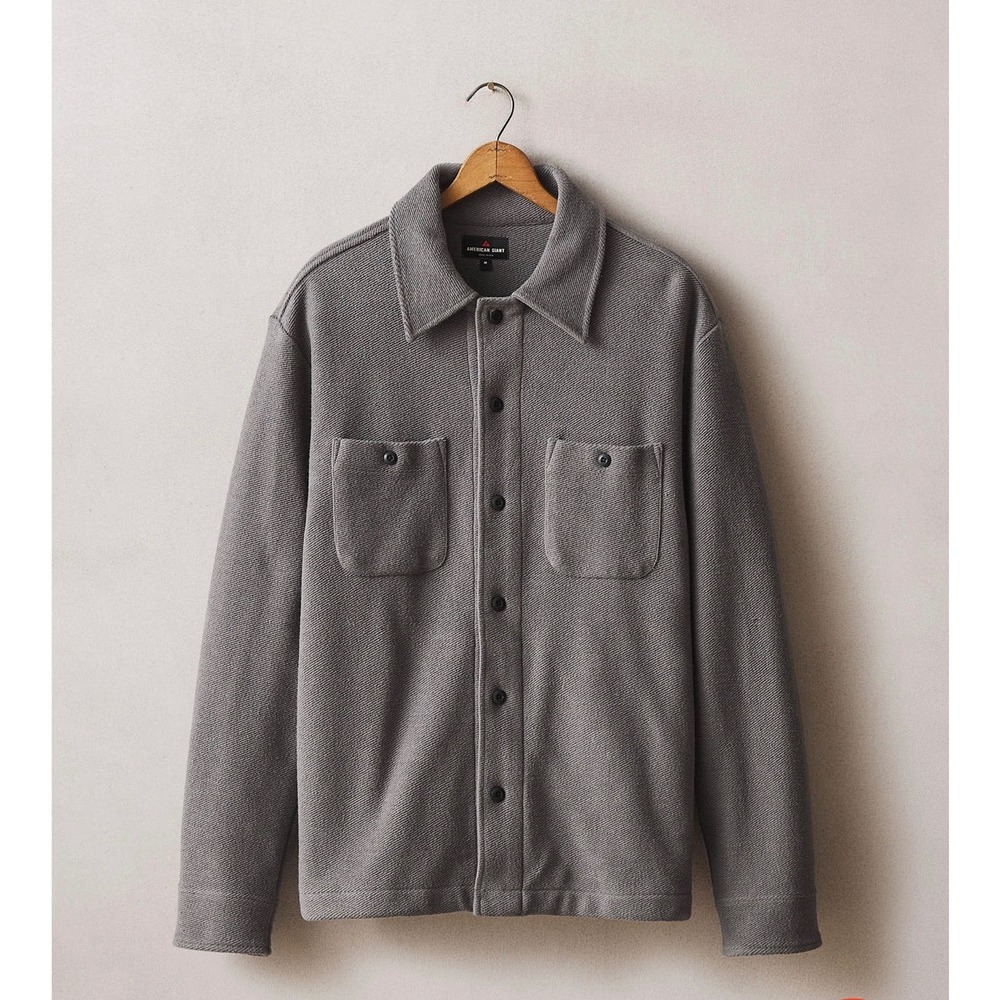 NWOT American Giant Mens French Terry‎ Twill Shacket L Gray Button Up Outdoors